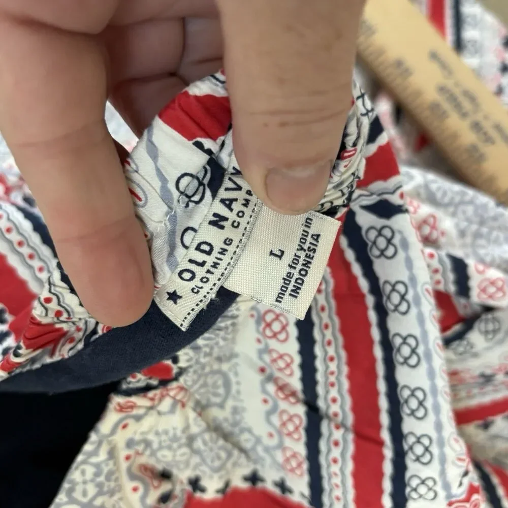 Old Navy Girls L Kids Red White Blue Bandana Print Pleated Boho Mini Skirt Cute